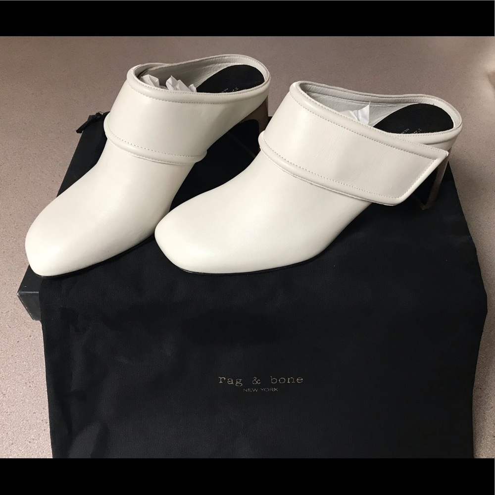 New- Never Worn Rag & Bone White Heeled Mule